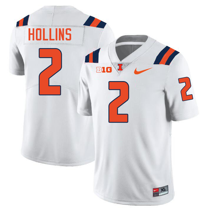 Men #2 Ashton Hollins Illinois Fighting Illini College Football Jerseys Stitched-White